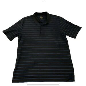Greg Norman Play Dry Size Large Short Sleeve Golf Polo Black Blue Stripe